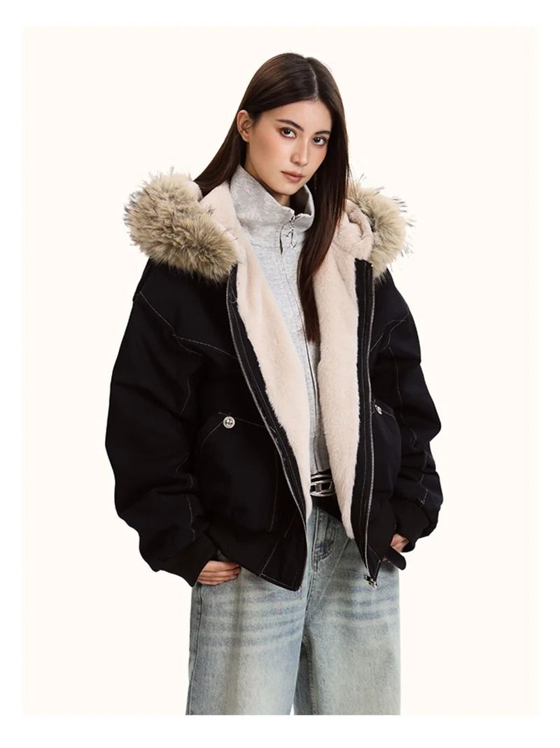 ZAROY Fur Collar Hooded Parka