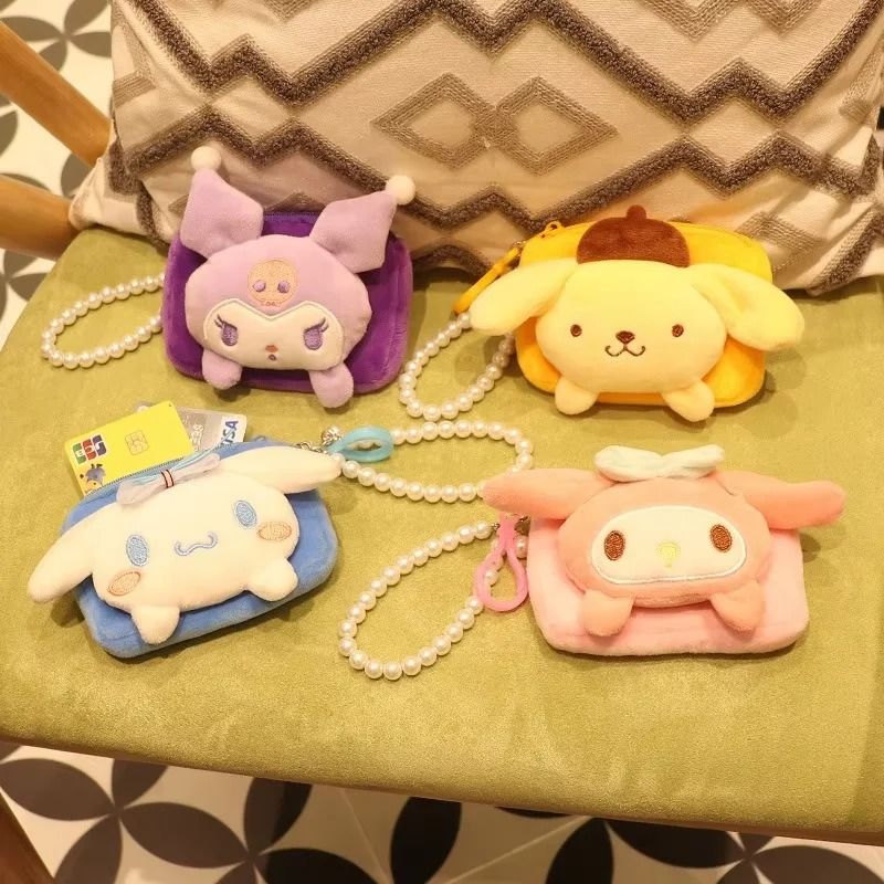 Cute Plush Cartoon Keychain Coin Purse Wallet with Zipper for Girls