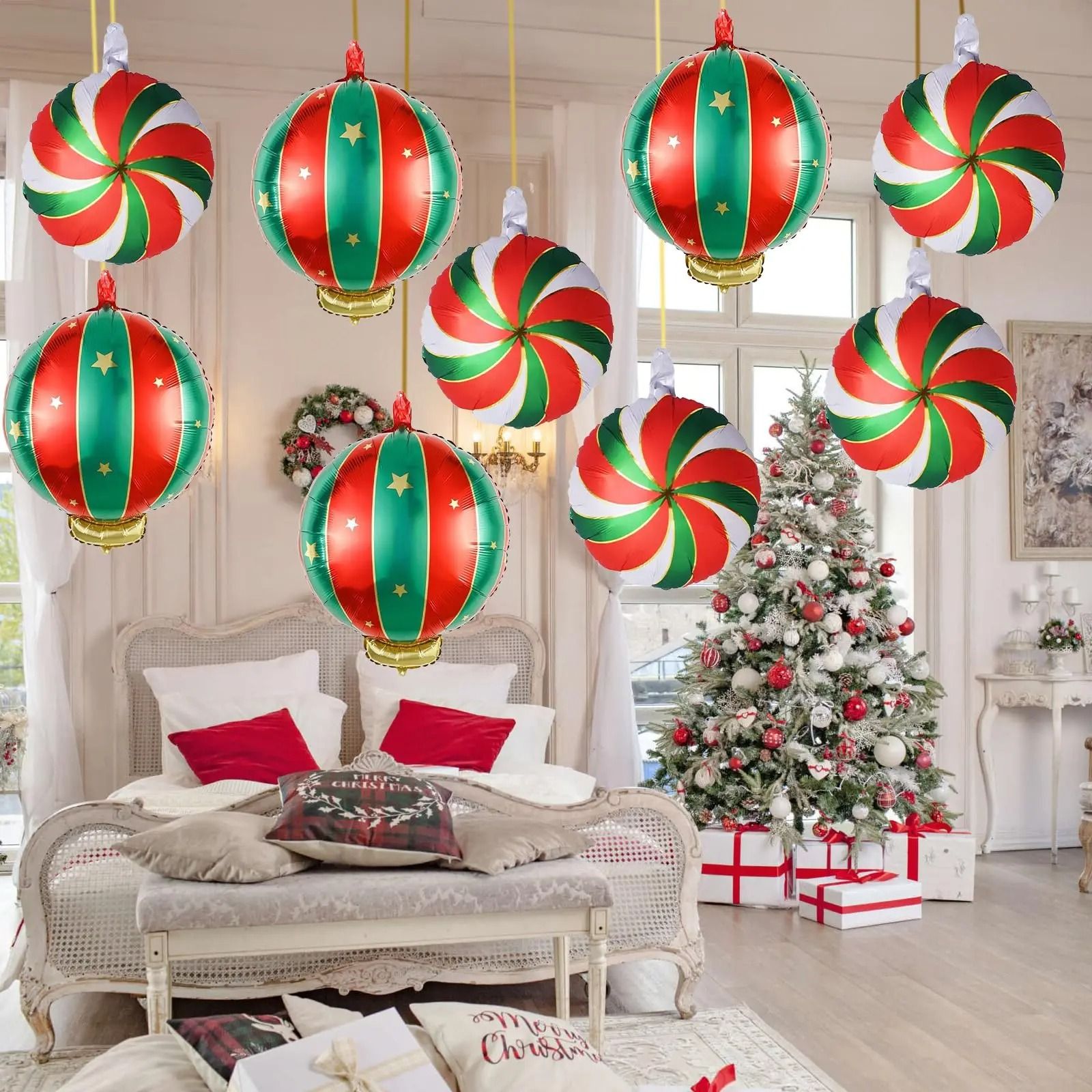 Christmas Round Candy Lollipop Foil Balloon Set (9 pcs)