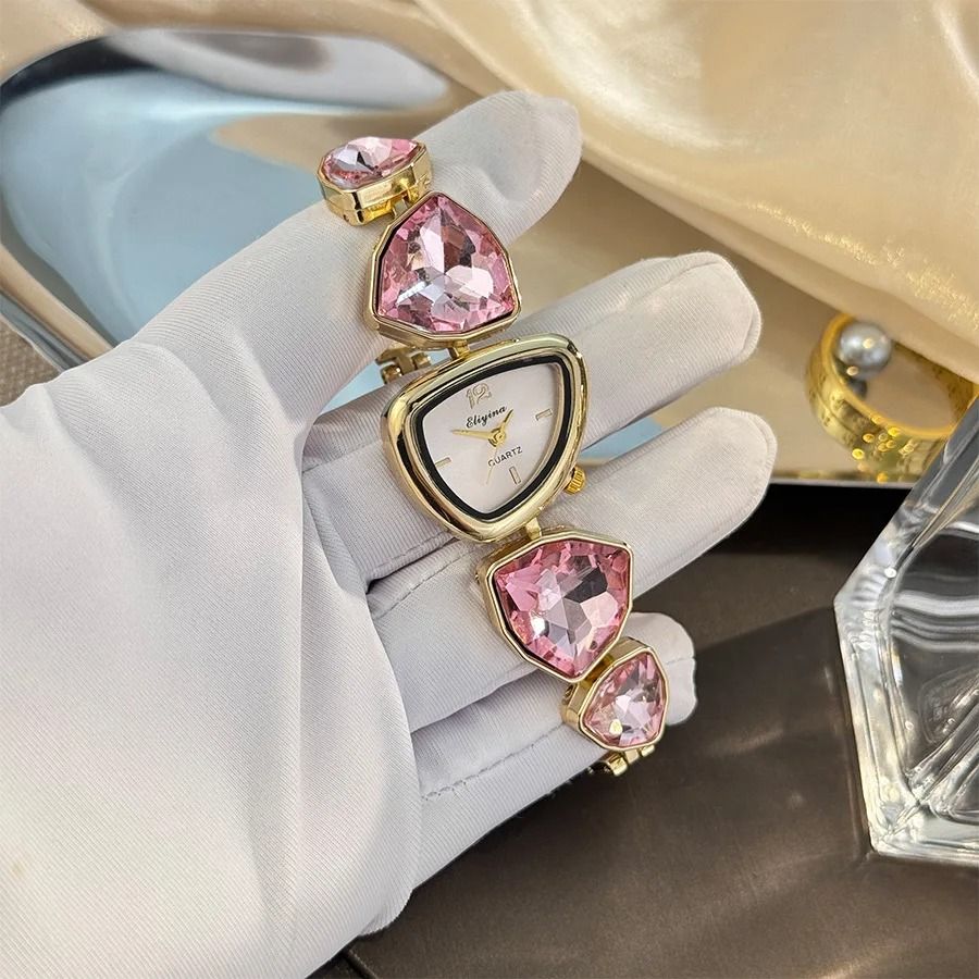 Lustrous Irregular Geometric Diamond Watch – High-Sense Light Luxury Timepiece with Artistic Big Diamond Accents