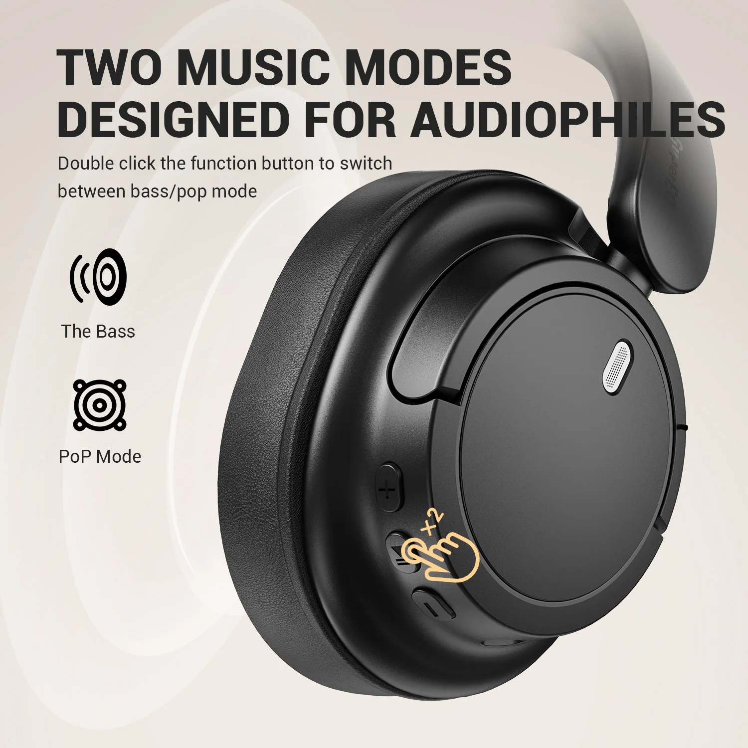Bluetooth 5.3 Over Ear Headset With Mic, Oneodio SuperEQ V16 Wireless Headphones,Foldable Hi-Res Bass Pop Mode