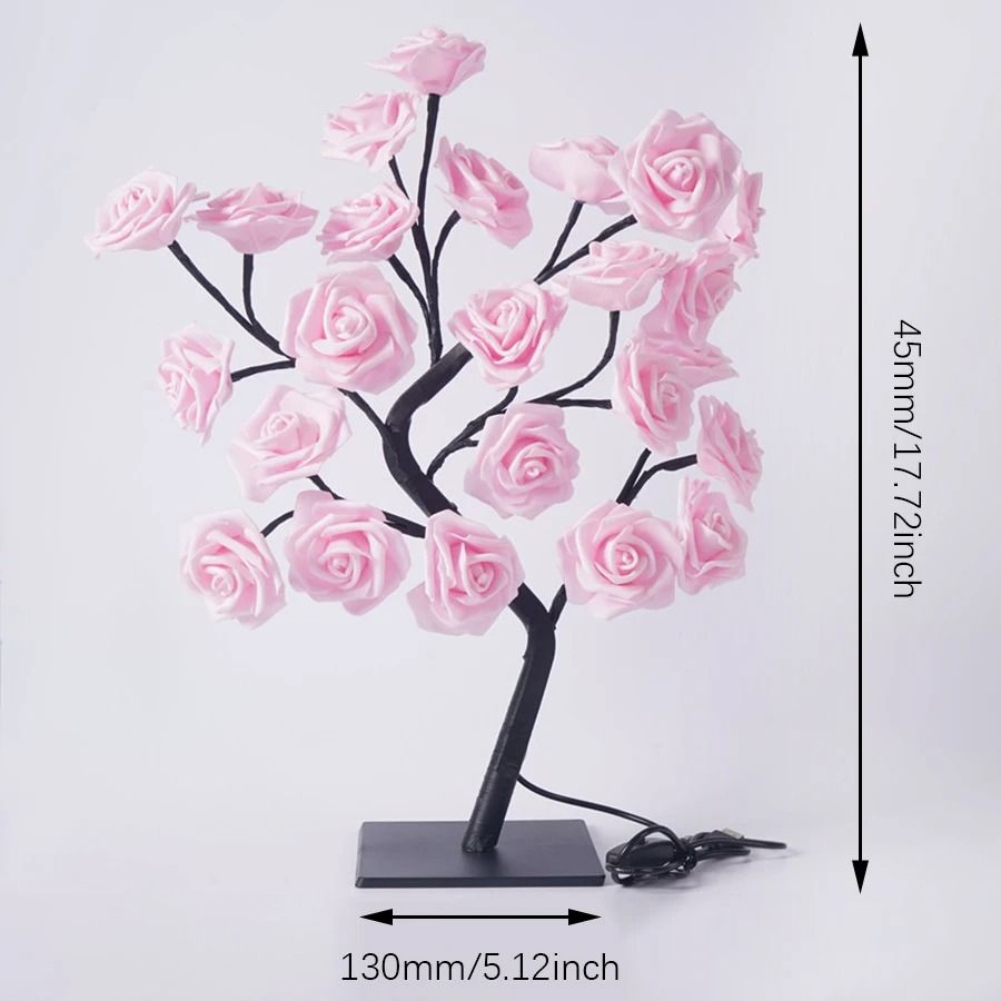 24 LED Rose Tree Lamp USB Fairy Flower Night Light