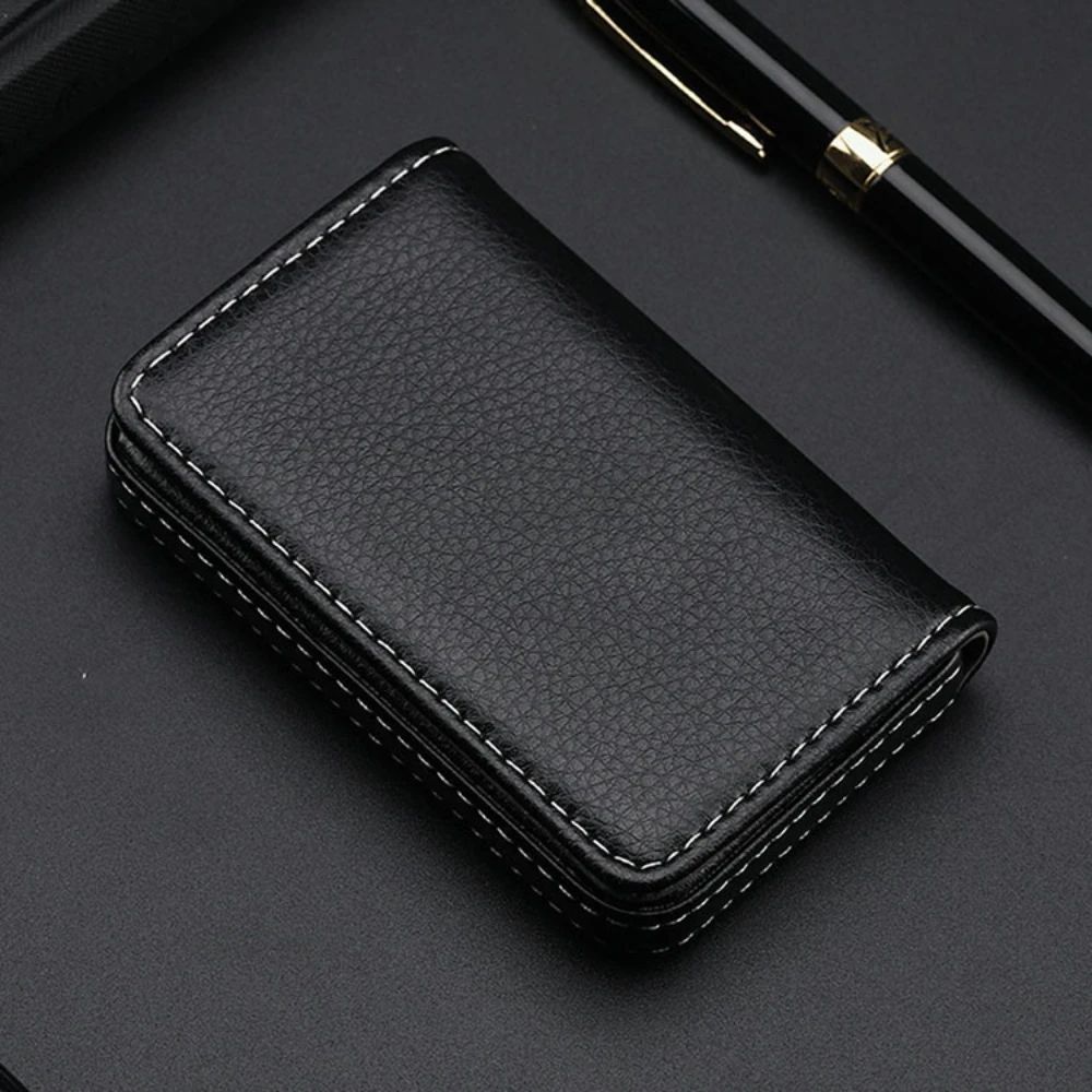 Slim PU Leather Card Holder Wallet with Magnetic Closure