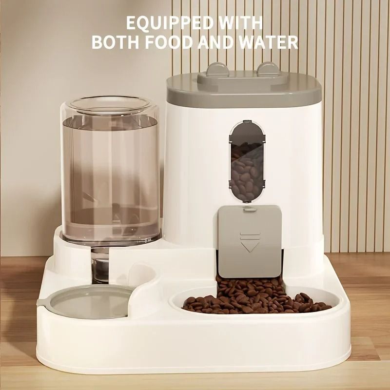 Cat Food and Water Dispenser 2 in 1 Automatic Feeding and Hydration Station for Cats