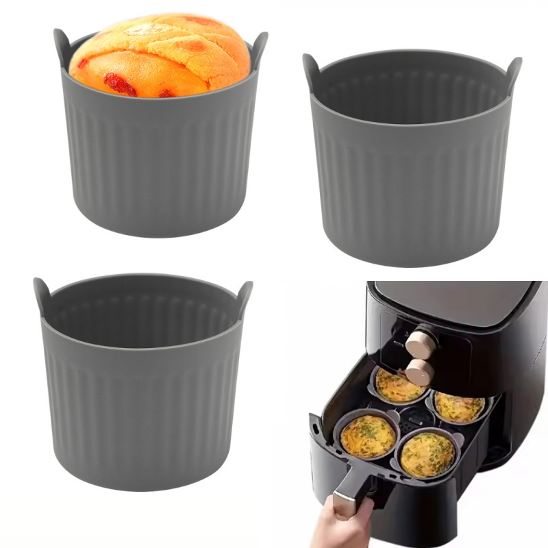 Nonstick Silicone Air Fryer Muffin Egg Poacher Ramekins Cupcake Moulds Easy Release Microwave Baking Cups