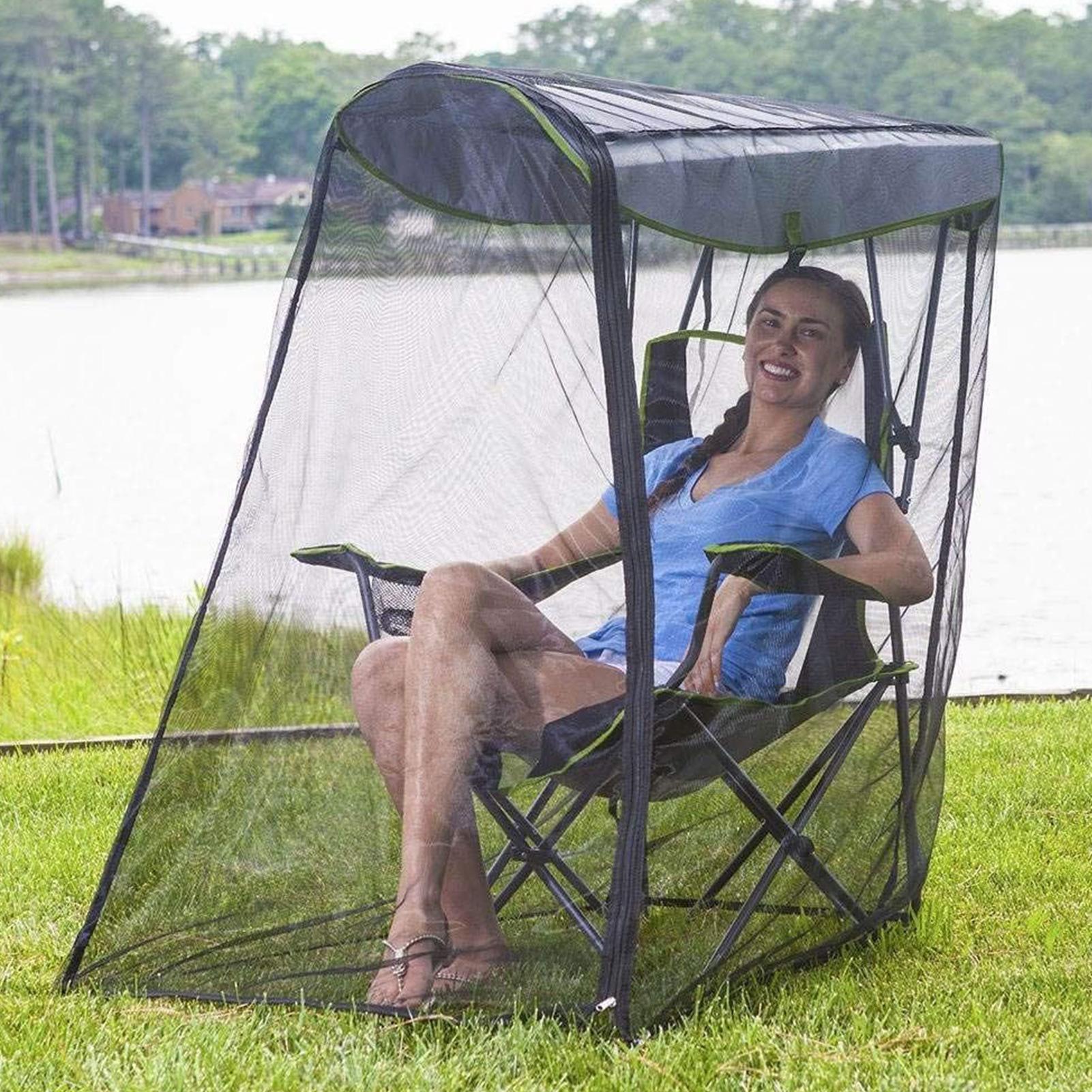 Outdoor Swing Chair Sun Protection Cover with Mosquito Net for Camping and Patio Furniture