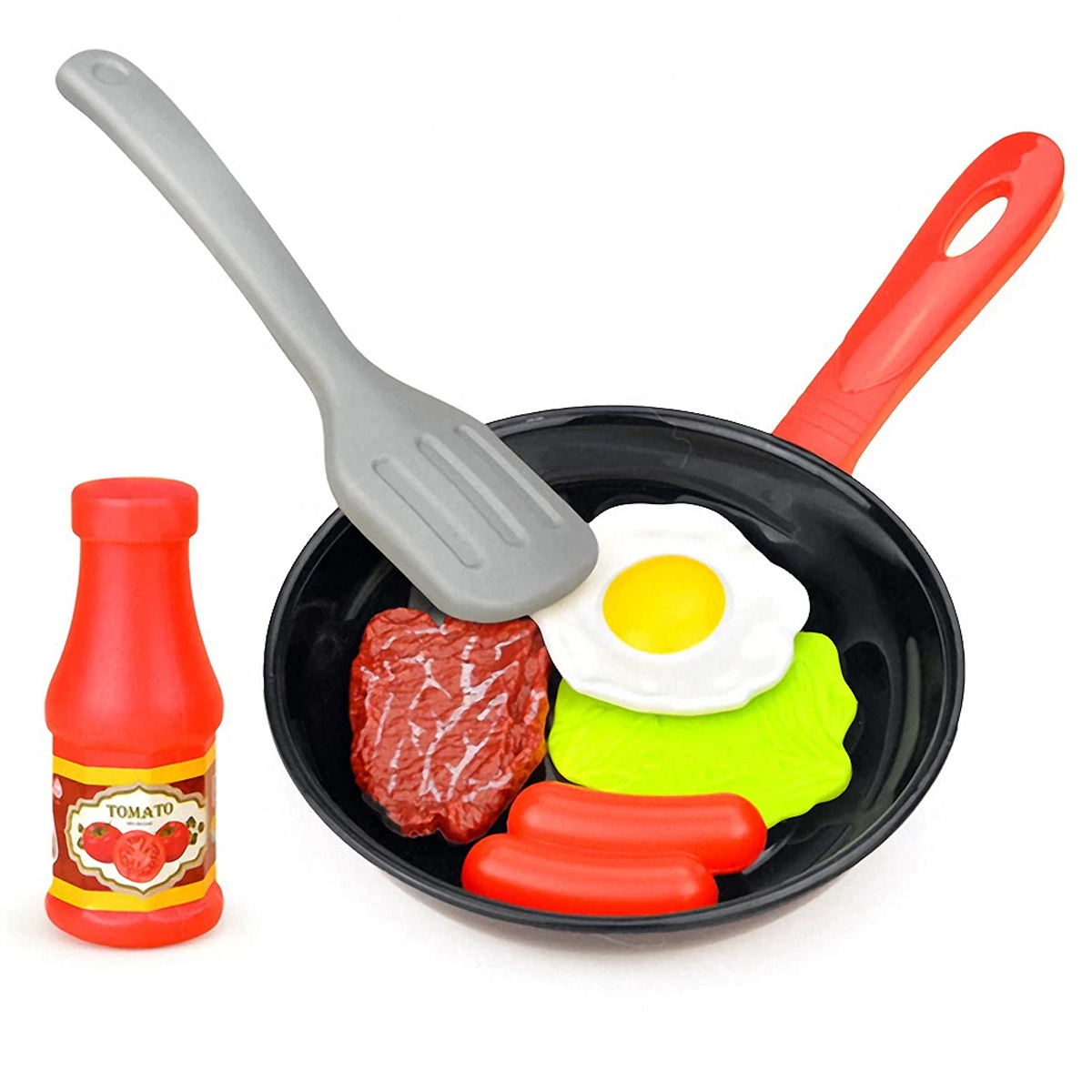 Children Kitchen Food Toys, Simulation Cookware Game Set, Pretend Play Pot, Steak, Vegetable, Bread, Hot Dog, Kids Gift