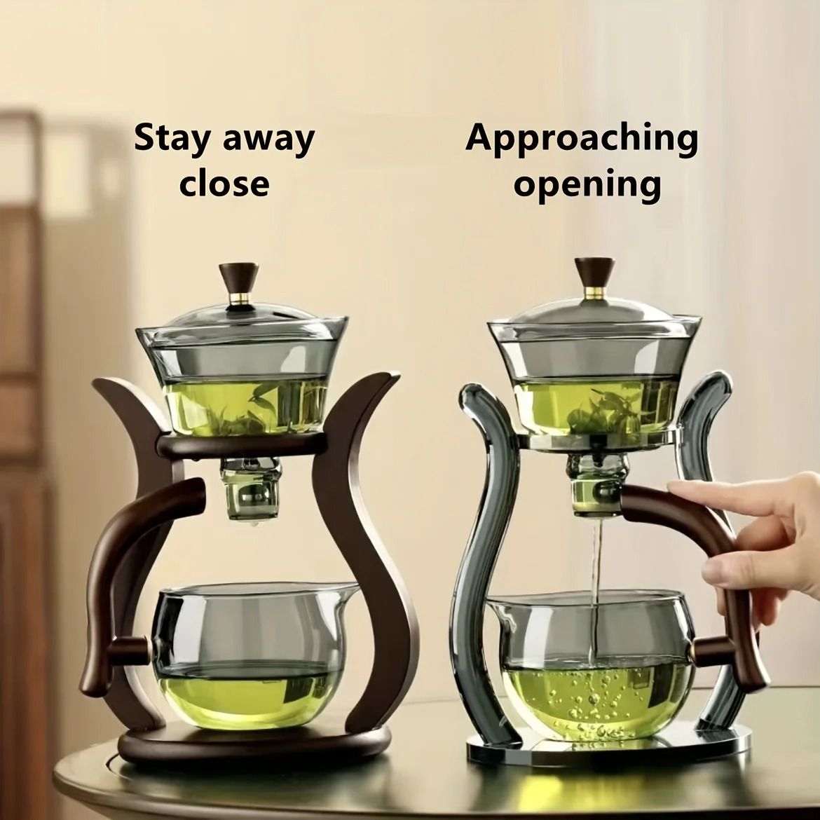 Glass Tea Set with Semi Automatic Magnetic Drip Teapot and Infuser Cups for Elegant Home Brewing
