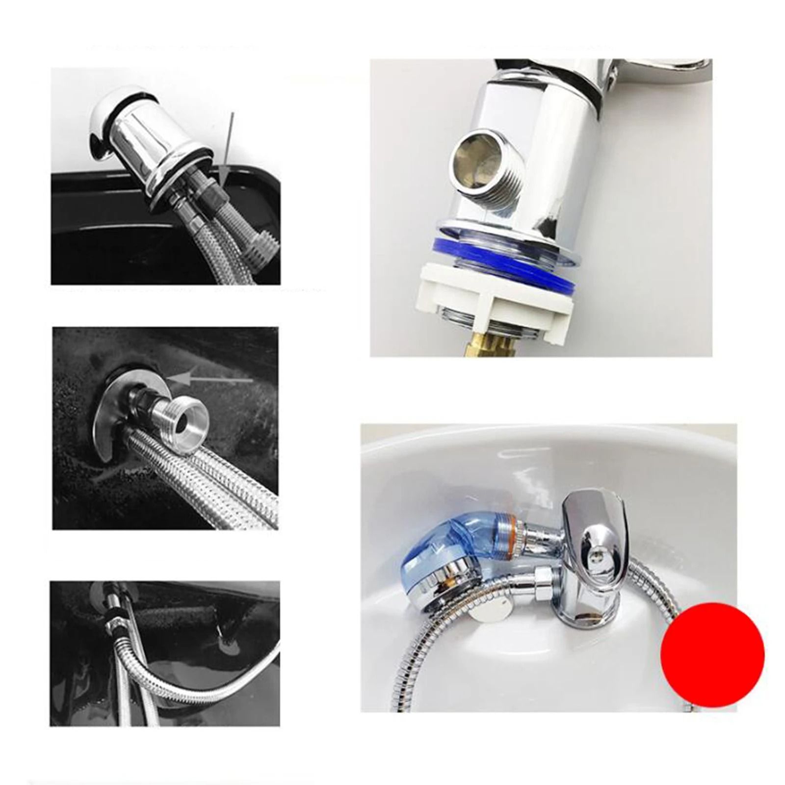 Salon Shampoo Faucet Set with Spray Hose Hot and Cold Mixer Tap
