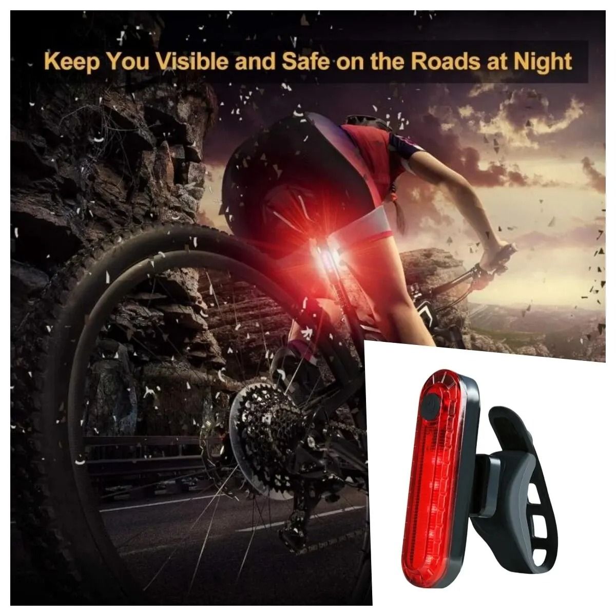 USB Rechargeable LED Bike Tail Light | High-Intensity 4-Mode Cycling Safety Flashlight for Road & MTB
