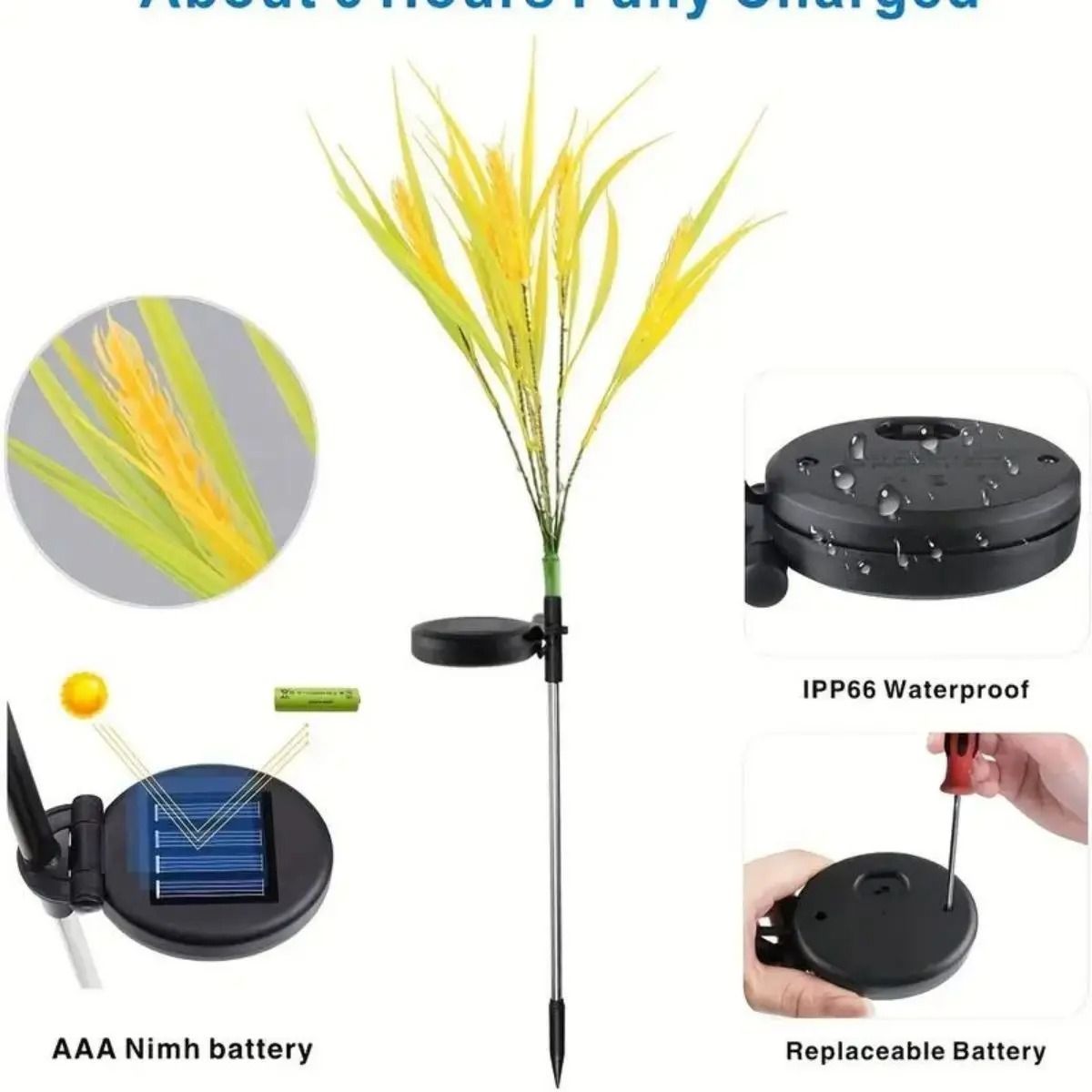Vibrant Autumn Wheat Solar Pathway Lights