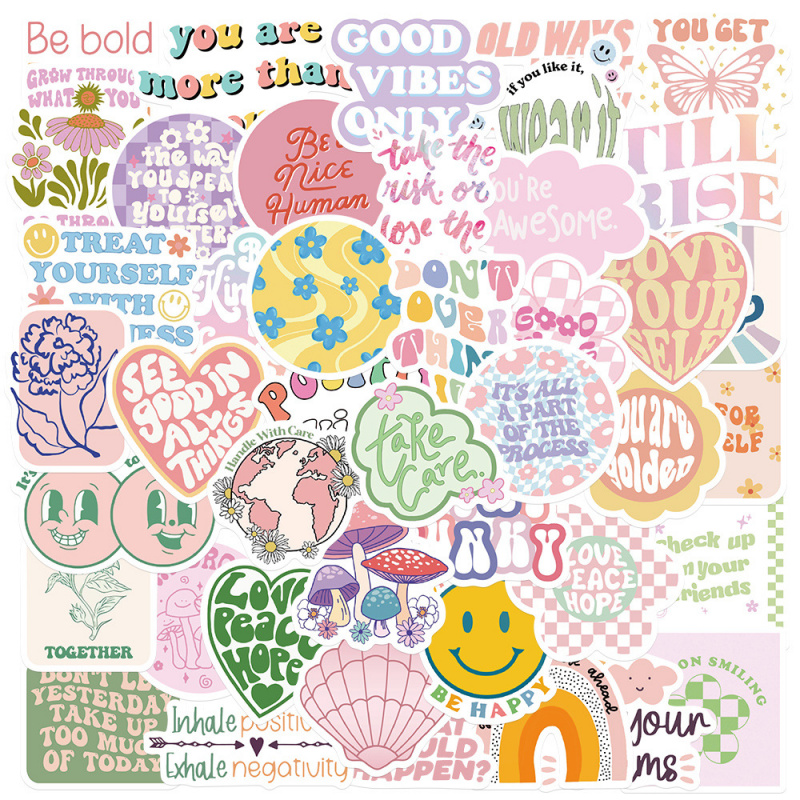 DIY Graffiti Sticker Decoration, Cartoon Pink Inspirational Statement for Journal, Luggage, Guitar