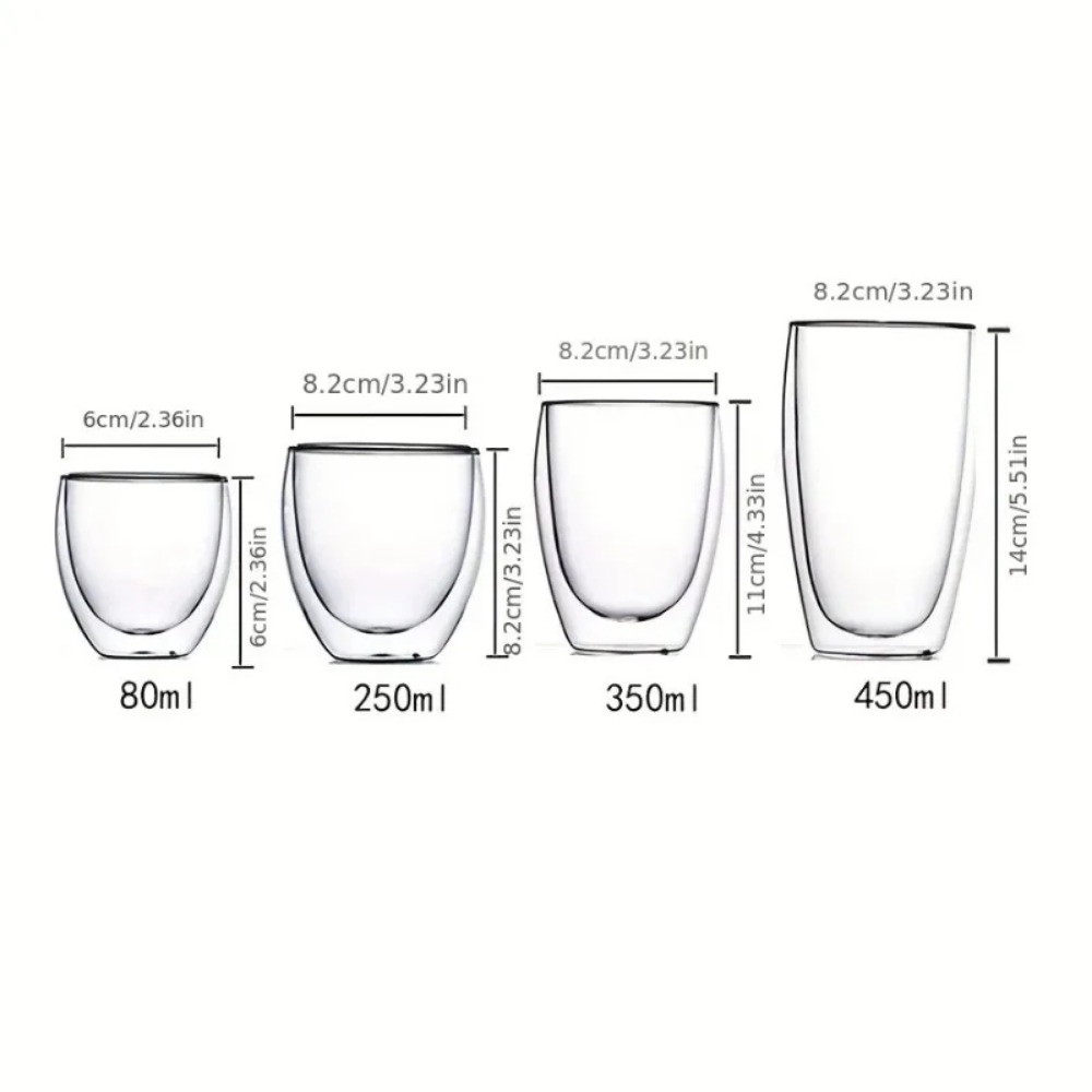 Double Wall Glass Espresso Cups Set Thermal Glass Coffee Cups Clear Insulated Coffee Mugs