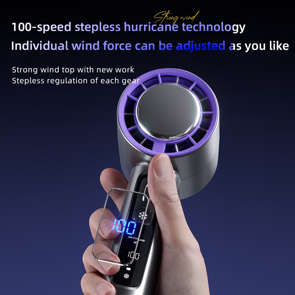 Semiconductor Portable Handheld Fan with Ice Cooling and USB Rechargeable Battery