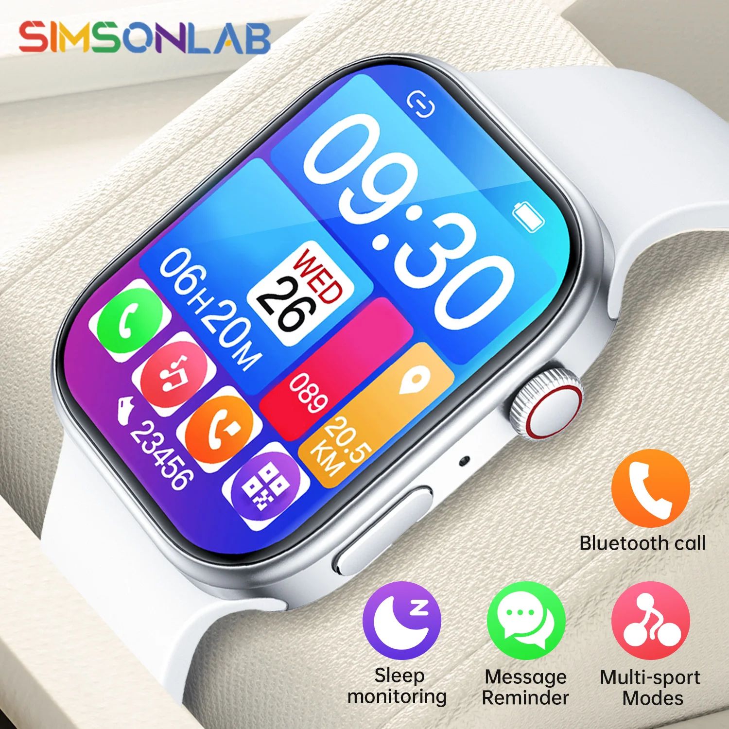 Smartwatch with 1.83 Inch HD Screen, Bluetooth Calling, and Health Monitoring