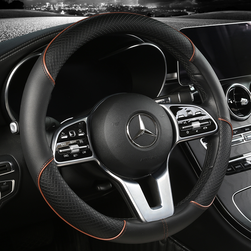Universal Leather Diamond Steering Wheel Cover All Seasons Durable Anti-Slip Veins Design