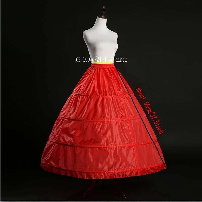 Red 4 Hoop A Line Petticoat Crinoline Underskirt for Ball Gown