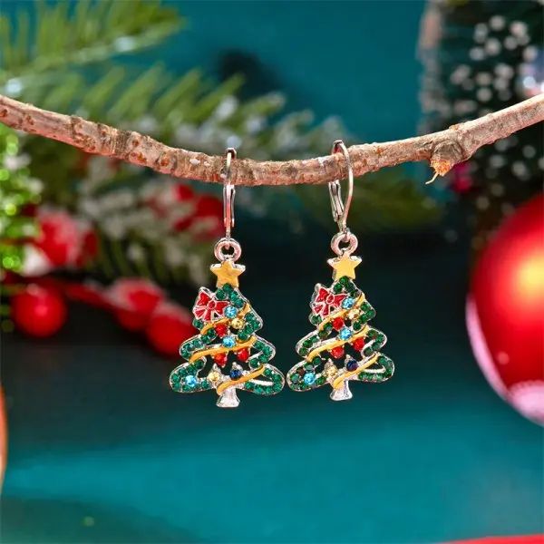 Rhinestone Christmas Light Bulb Drop Earrings
