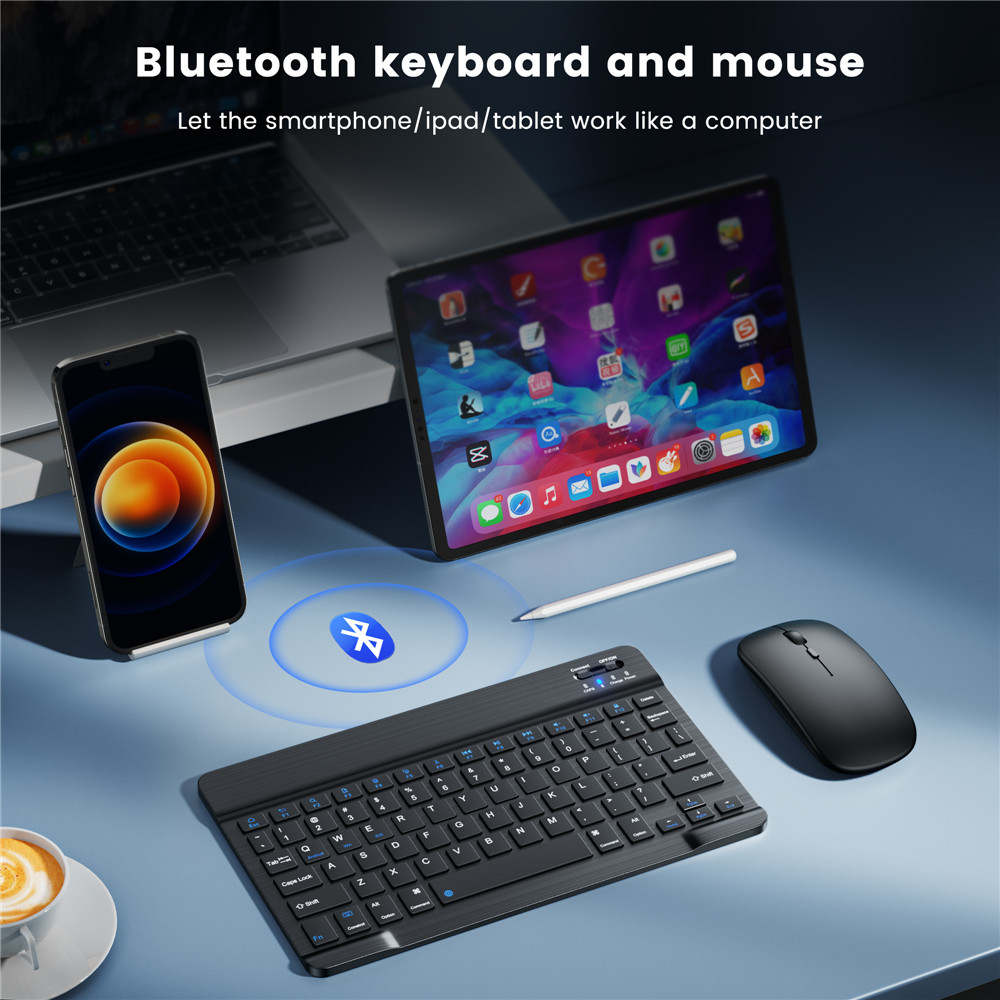 Ultra Slim Bluetooth Compatible Keyboard, Mini Wireless Keyboard for iPad iPhone Android Tablet Windows