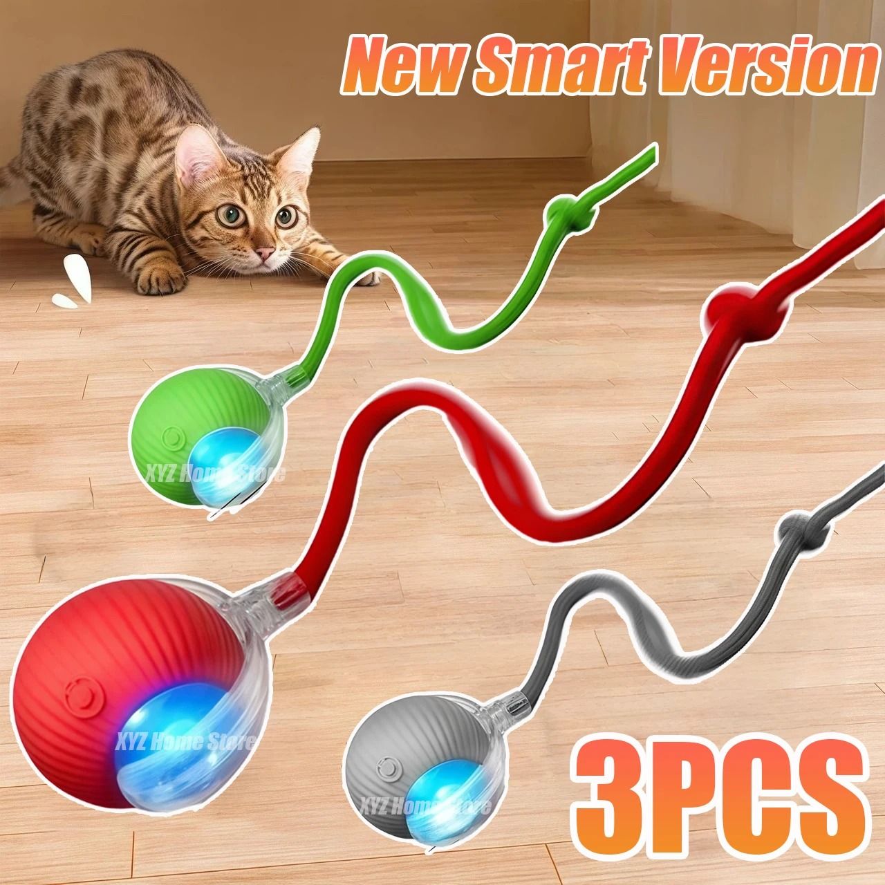 Smart Interactive Rolling Ball Toy for Cats Rechargeable Faux Tail Electric Mouse Imitation Pet Training Toy