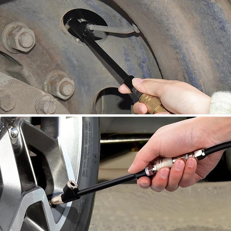 Tire Inflator Chucks, Dual Head Air Chuck Set with Quick Plug, NPT for Car, RV, Truck, Bike