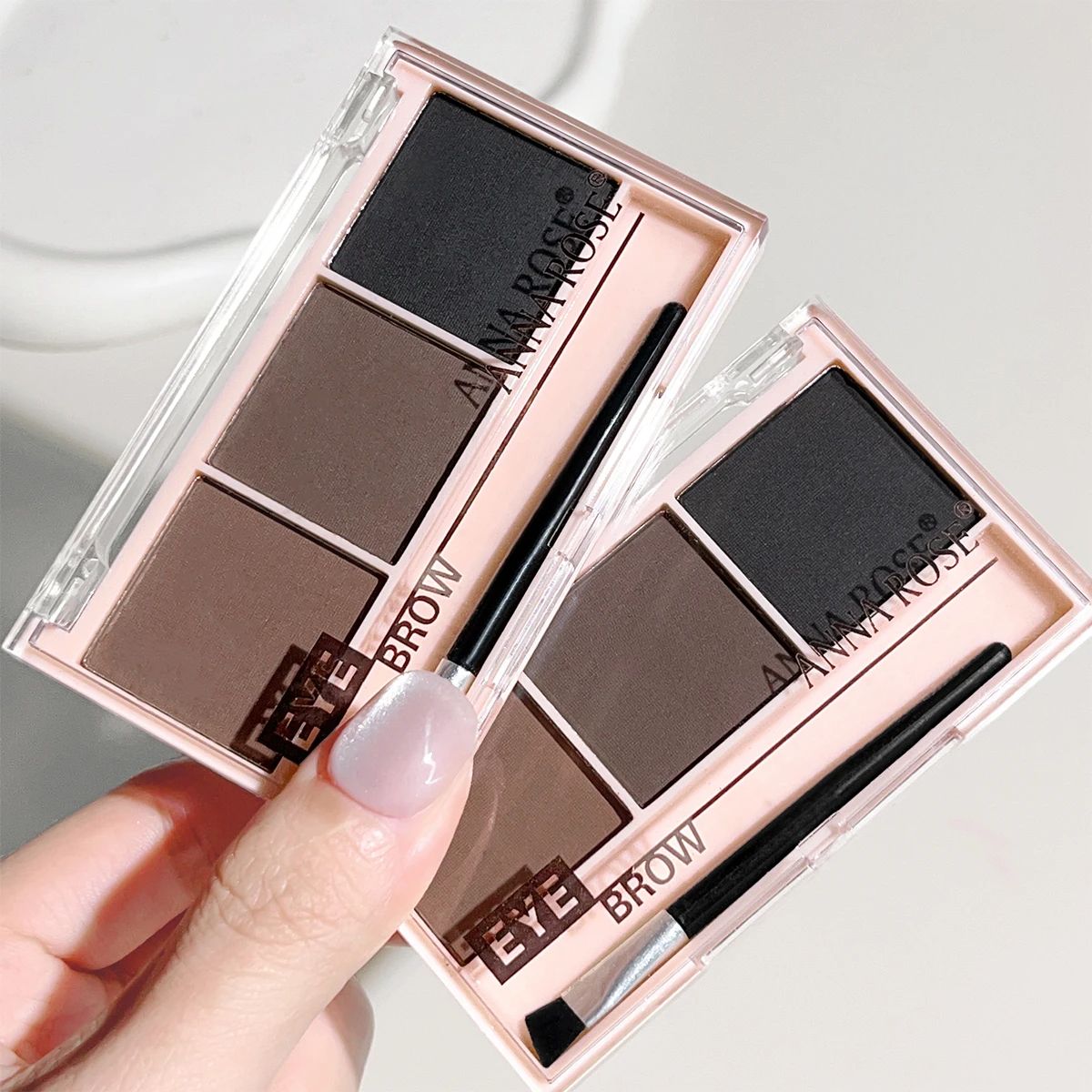 3-Color Brow Powder Set with Brush – Long-Lasting, Waterproof & Natural-Looking Eyebrow Makeup Kit for Defined, 3D Brows