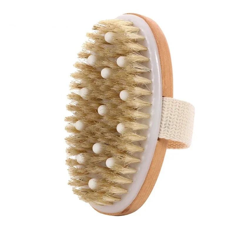 2 In 1 Natural Bristle Dry Skin Body Massage Brush