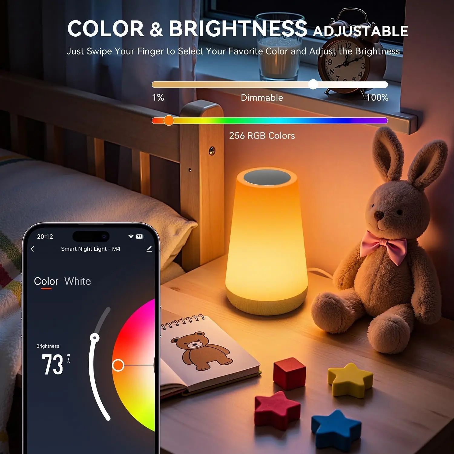 Tuya Smart WiFi RGB Bedside Lamp – App & Voice Control Ambient Night Light