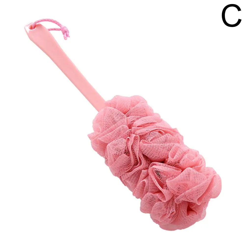 Long Handle Mesh Loofah Bath Brush – Shower Body Scrubber with Soft Bubble Exfoliating Cleaner