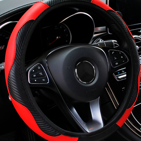 Carbon Fibre Leather Steering Wheel Cover without Inner Ring for Automotive Supplies