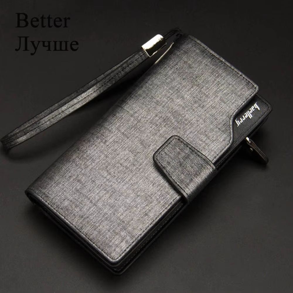 Baellerry Long Men's Wallet – Large Capacity PU Leather Zipper Purse & Card Holder