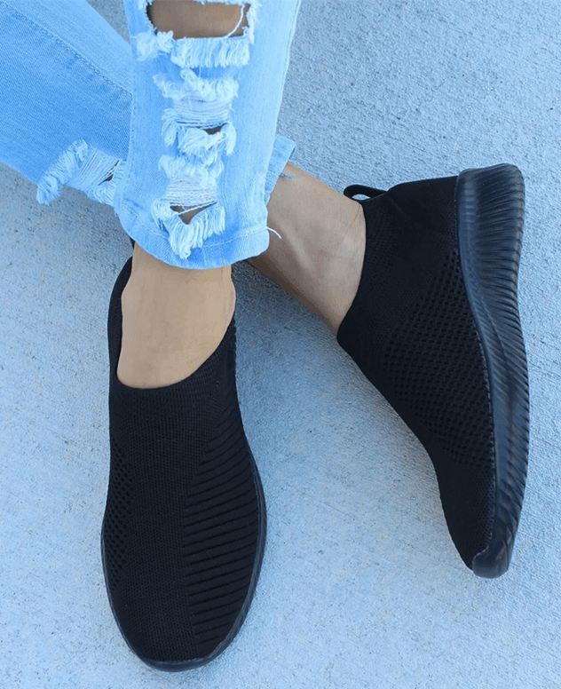 BreezeWalk Womens Lightweight White Slip On Sneakers Casual Flat Shoes