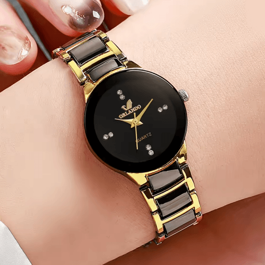 Couple Stainless Steel Quartz Watch Set Classic Analog Style