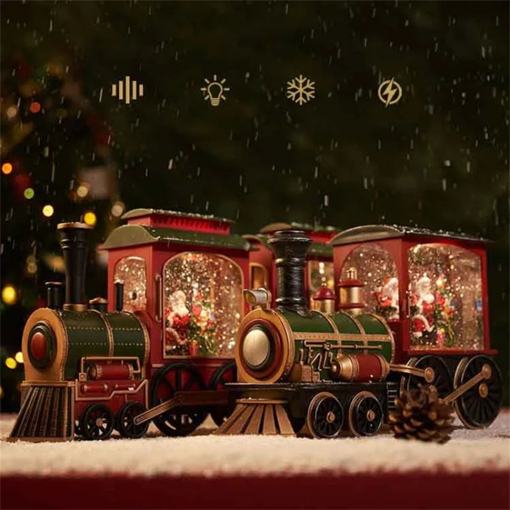 Luminous Christmas Gift Train Crystal Ball, Box Ornament for Christmas Eve