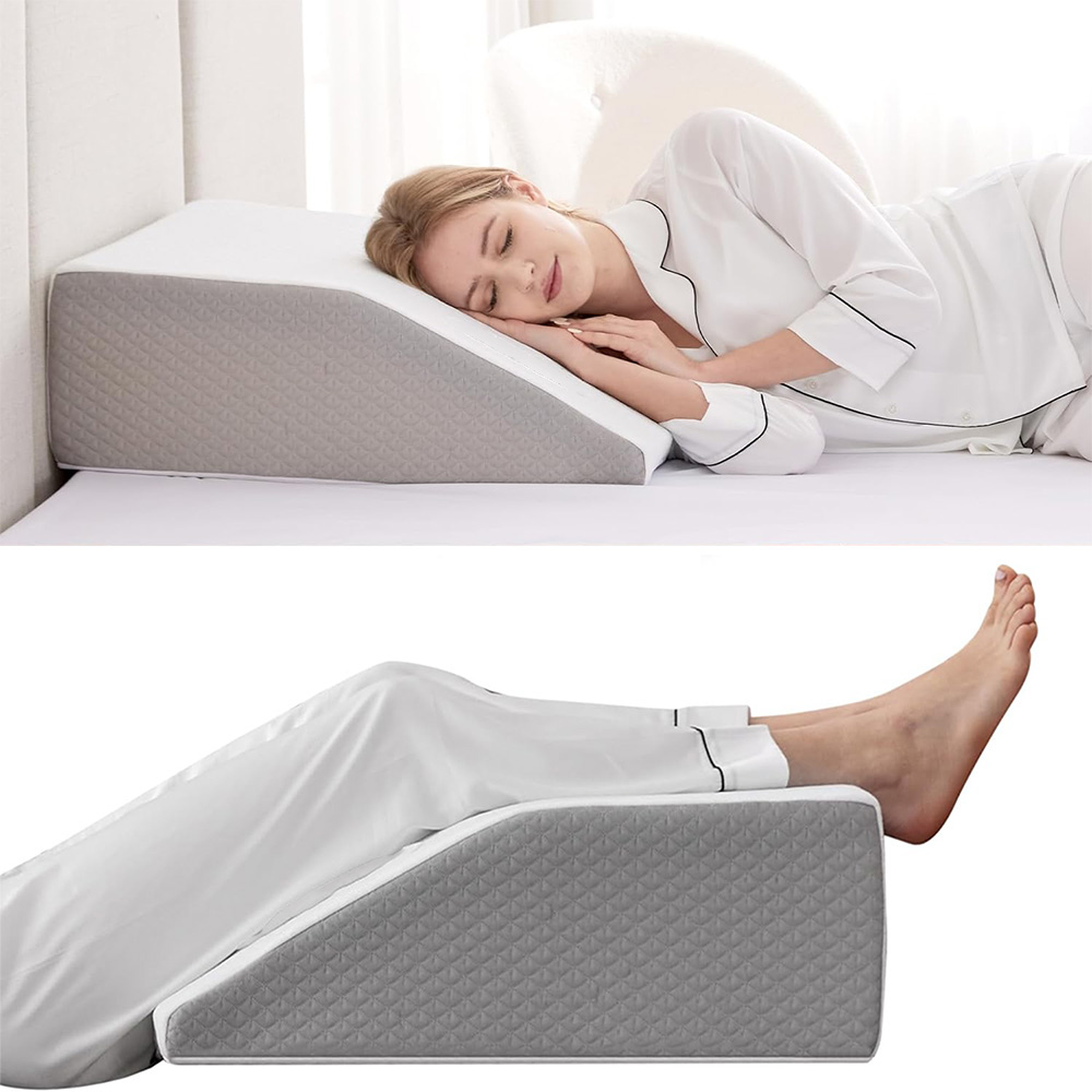 ErgoLift Memory Foam Leg Elevating Pillow Wedge for Side Sleeping Relief and Circulation Support