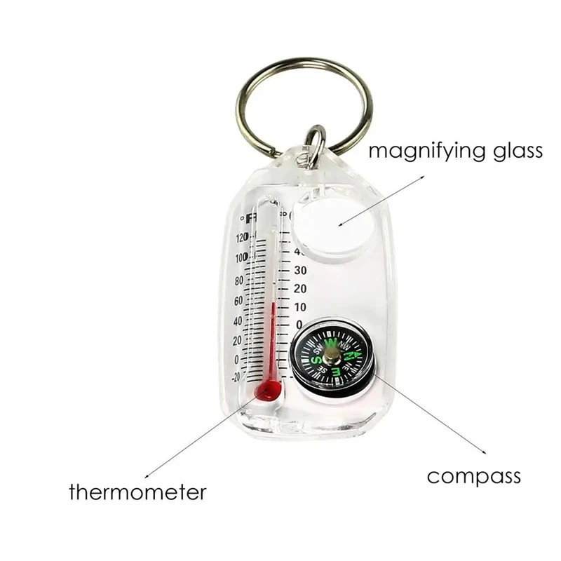 Multifunction Mini Keychain Compass with Camping Thermometer | Outdoor Climbing Temperature Tester & Survival Guiding