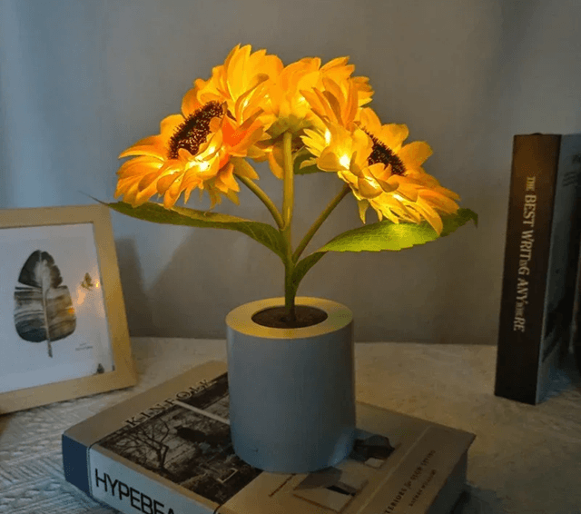Rechargeable Sunflower LED Night Light Table Lamp for Bedroom Decor