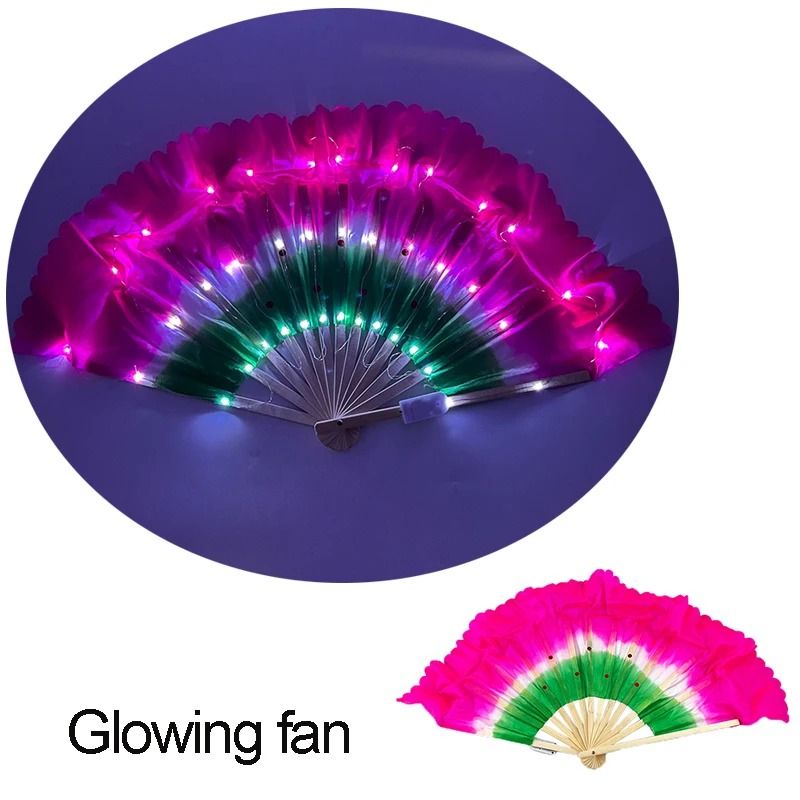 LED Folding Fan Light Up Hand Fan Glowing Party Festival Fan
