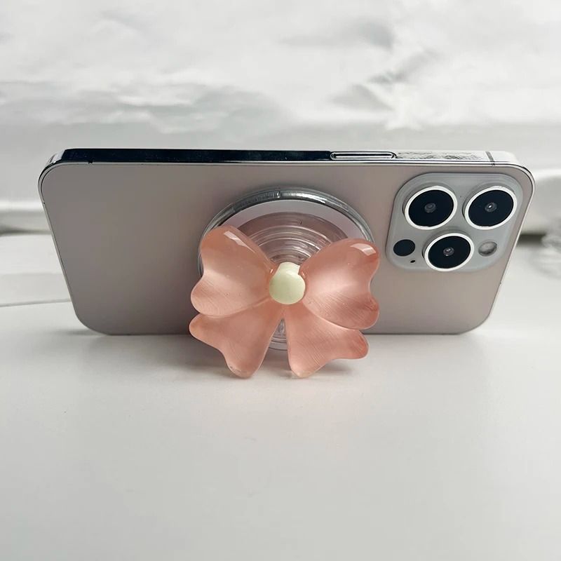 Cute Bow Magnetic Folding Mobile Phone Grip Holder for MagSafe iPhone & Samsung