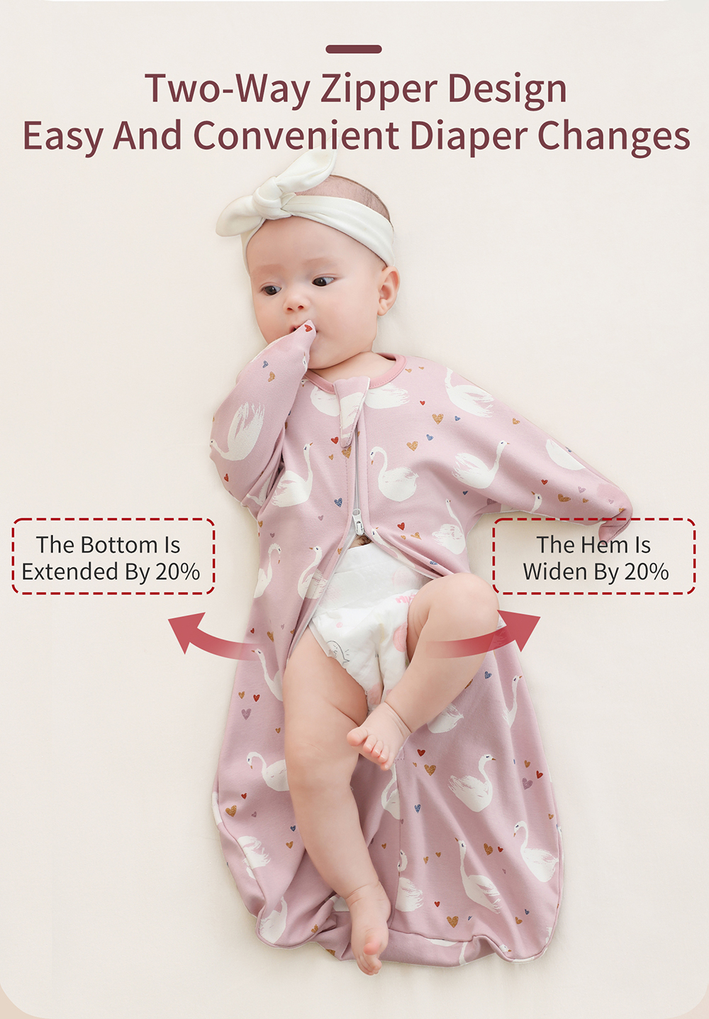 Newborn Baby Cotton Sleeping Bags, Raised Hand Sleepsacks, Anti-startle Cartoon Blankets