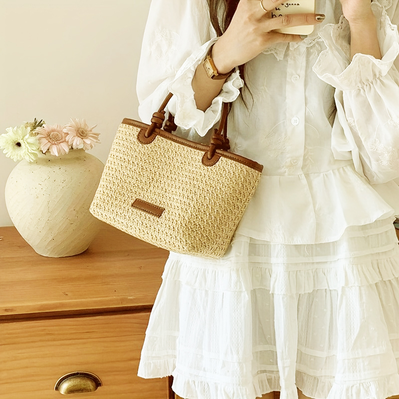 Woven Beach Bag for Women Straw Crossbody Summer Vacation Purse