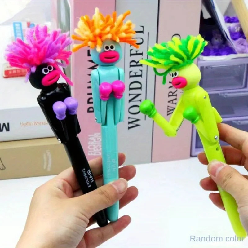 Funny Boxing Stress Relief Pen Cartoon Big Mouth Ballpoint Desk Toy Gift