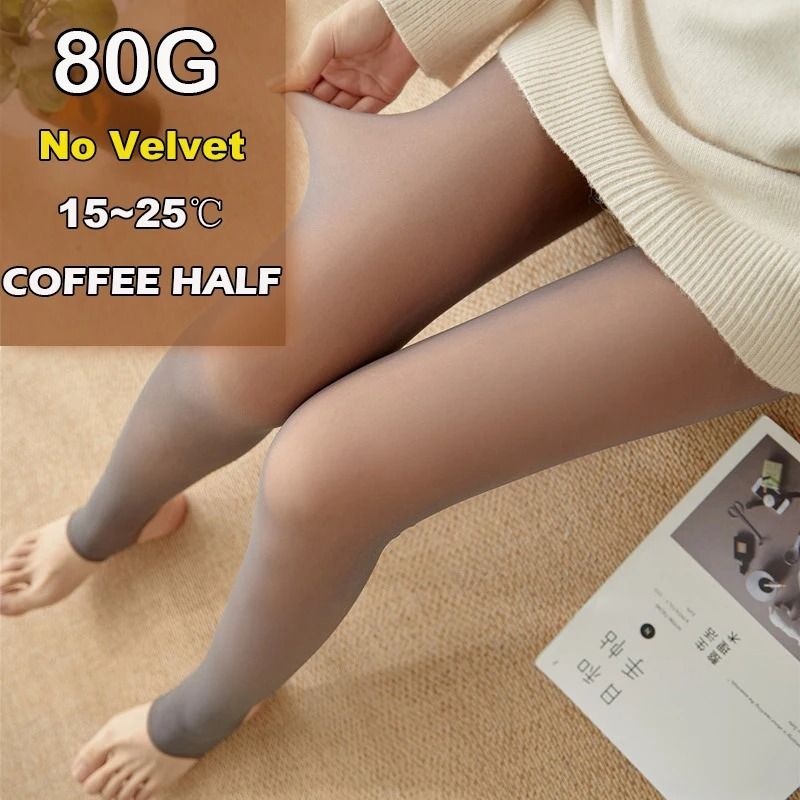 Women Thermal Leggings Fleece Lined Tights High Waist Fake Translucent Pantyhose