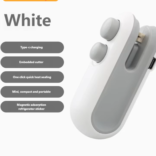Mini Handheld Food Heat Sealer USB Rechargeable Food Sealer for Bags & Plastic Packaging