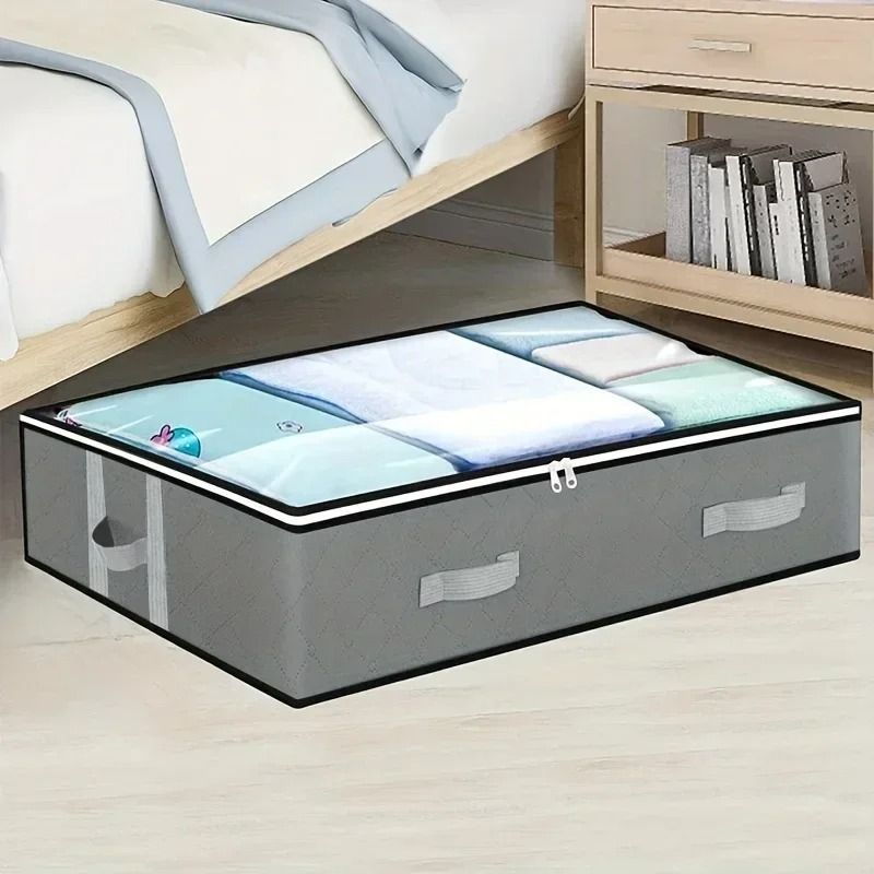 Dustproof Under Bed Storage Box with Reinforced Handles for Comforter Blanket Pillow and Toys