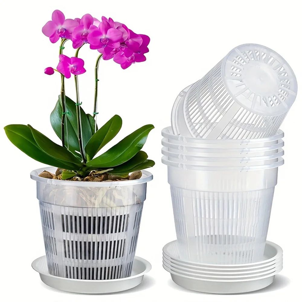 Breathable Mesh Orchid Pots – Transparent Root Control Flowerpots with Drainage (5-Pack)