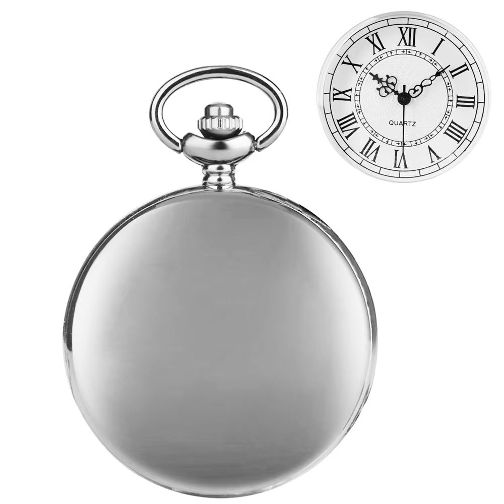 Classic Silver Roman Numeral Pocket Watch Necklace