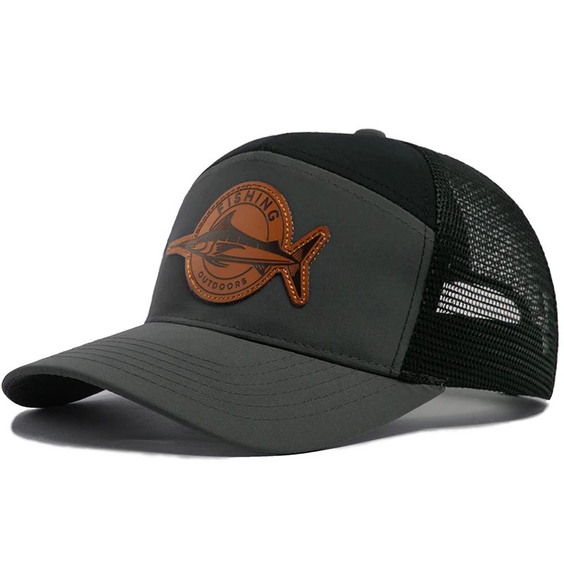 Shark Leather Label 7 Panel Mesh Trucker Cap