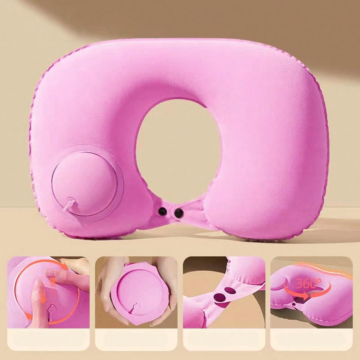 Portable Inflatable Travel Pillow for Neck and Lumbar Support