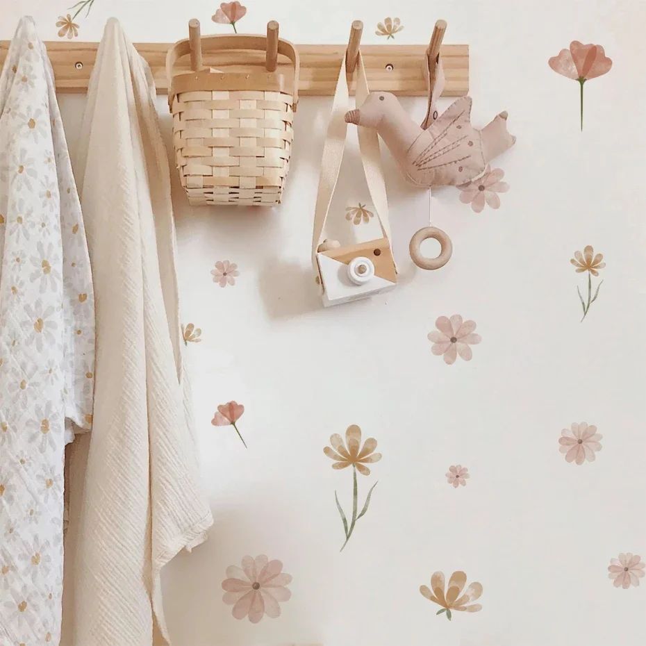 Boho Watercolor Flower Wall Stickers Removable PVC Decals